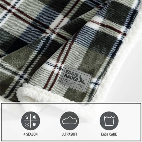 Ultra Soft Plush Throw Blanket Reversible Sherpa Fleece Couch Bed 50x60 Green - Picture 5 of 8